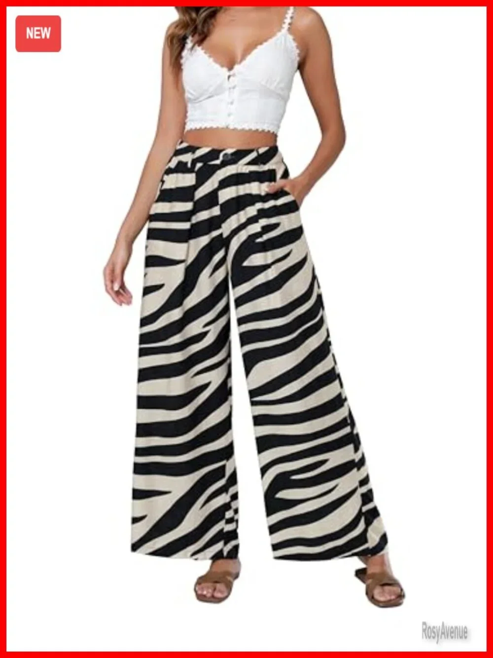 High Waist Wide Leg Palazzo Pants with Pockets for Office